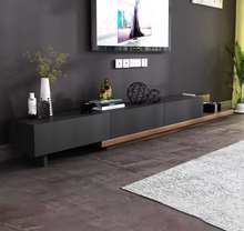 Load image into Gallery viewer, E96 Latest Extendable Black and Walnut Entertainment Unit