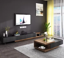 Load image into Gallery viewer, E96 Latest Extendable Black and Walnut Entertainment Unit