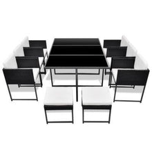 Load image into Gallery viewer, Ansel 11 pieces Poly Rattan Black Outdoor Dining Suit
