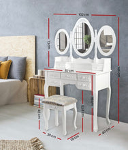 Load image into Gallery viewer, Dressing Table Stool Mirror Jewellery Cabinet 7 Drawers White Organizer