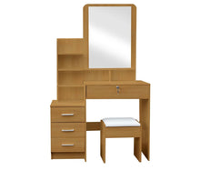 Load image into Gallery viewer, Hutton Dressing Table Mirror w/ Drawers & Stool - Natural