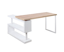Load image into Gallery viewer, Rotary Corner Desk with Bookshelf - Brown & White