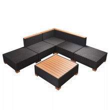 Load image into Gallery viewer, Stylish 6 Piece Garden Lounge Set with Cushions Poly Rattan Black