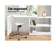 Load image into Gallery viewer, Rotary Corner Desk with Bookshelf - White