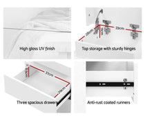 Load image into Gallery viewer, Artiss Bedside Tables Side Table 3 Drawers RGB LED High Gloss Nightstand White