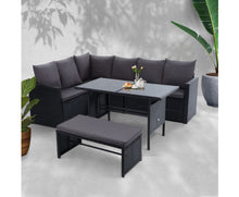 Load image into Gallery viewer, Darcy Gardeon Outdoor Furniture Dining Setting Sofa Set Lounge Wicker 8 Seater Black