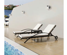 Load image into Gallery viewer, Sunlounger Set 3 Piece Poly Rattan Black Outdoor Pool Daybed Recliner