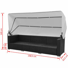 Load image into Gallery viewer, Retro 7 Piece Garden Lounge Set with Canopy Poly Rattan Black