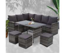 Load image into Gallery viewer, Gardeon Outdoor Furniture Sofa Set Dining Setting Wicker 9 Seater Mixed Grey