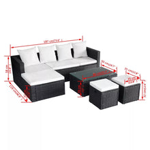 Load image into Gallery viewer, Hartley Garden Lounge Set with Cushions Poly Rattan Black