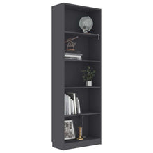 Load image into Gallery viewer, James 5Tier Book Cabinet Grey 60x24x175 cm Chipboard