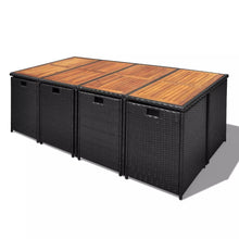 Load image into Gallery viewer, Seeka 13 Piece Outdoor Dining Set Poly Rattan and Acacia Wood Black