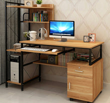 Load image into Gallery viewer, Prime Large Multi-function Computer Desk Workstation with Shelves & Cabinet (Oak)