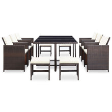 Load image into Gallery viewer, Nason 11 Piece Outdoor Dining Set with Cushions Poly Rattan Brown