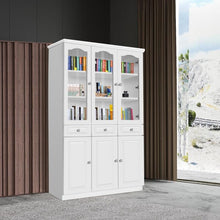 Load image into Gallery viewer, French Glass Display Cabinet Bookcase with 6 Doors - White