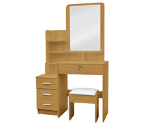 Load image into Gallery viewer, Hutton Dressing Table Mirror w/ Drawers & Stool - Natural