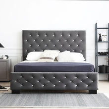 Load image into Gallery viewer, Calypso Velvet Bed With Tufted Diamond Grey