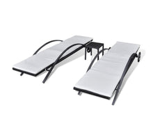 Load image into Gallery viewer, Sunlounger Set 3 Piece Poly Rattan Black Outdoor Pool Daybed Recliner