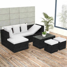 Load image into Gallery viewer, Hartley Garden Lounge Set with Cushions Poly Rattan Black