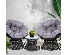 Load image into Gallery viewer, Gardeon Papasan Chair and Side Table Set- Black