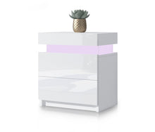 Load image into Gallery viewer, Modern Bedside Table 2 Drawers Side Nightstand Cabinet High Gloss Bedroom Furniture White