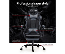 Load image into Gallery viewer, Office Chair Gaming Chair Computer Chairs Recliner PU Leather Seat Armrest Footrest Black Grey