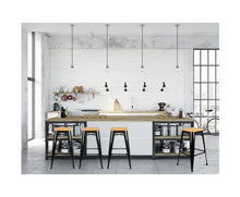 Load image into Gallery viewer, Set of 2 Wooden Backless Bar Stools- Black