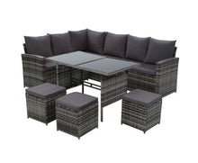 Load image into Gallery viewer, Gardeon Outdoor Furniture Sofa Set Dining Setting Wicker 9 Seater Mixed Grey
