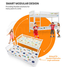 Load image into Gallery viewer, KINGSTON SLUMBER Bunk Bed Frame Modular Single White Wood Kids Double Deck Twin