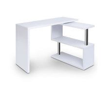 Load image into Gallery viewer, Rotary Corner Desk with Bookshelf - White
