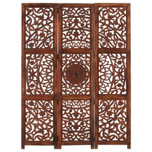 Load image into Gallery viewer, Wilson Hand carved 3Panel Room Divider Brown 120x165 cm Solid Mango Wood