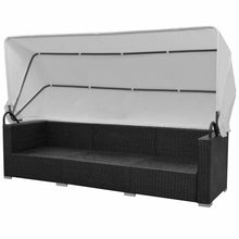 Load image into Gallery viewer, Retro 7 Piece Garden Lounge Set with Canopy Poly Rattan Black