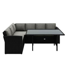 Load image into Gallery viewer, Ballena 6 Seater Wicker Outdoor Sofa Dining Set - Dark Grey