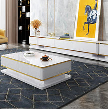 Load image into Gallery viewer, Prisma 51" White Rectangular Coffee Table with Storage 4 Drawers Tempered Glass Top