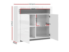 Load image into Gallery viewer, Buffet Sideboard Cabinet LED High Gloss Storage Cupboard 2 Doors White