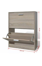 Load image into Gallery viewer, Wooden Shoe Cabinet 2 Compartment Sneaker Storage Entryway Footwear Organiser