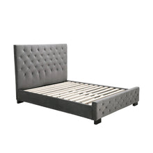 Load image into Gallery viewer, Calypso Velvet Bed With Tufted Diamond Grey
