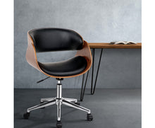 Load image into Gallery viewer, Jazz Wooden & PU Leather Office Desk Chair - Black
