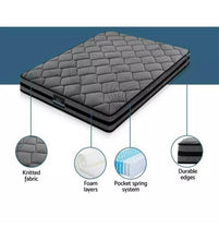 Load image into Gallery viewer, Giselle Bedding Single Size Mattress Bed Medium Firm Foam Pocket Spring 22cm Gre