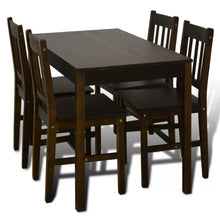 Load image into Gallery viewer, Lana Dining Set 5 Pieces Pine Wood Brown