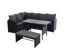 Load image into Gallery viewer, Darcy Gardeon Outdoor Furniture Dining Setting Sofa Set Lounge Wicker 8 Seater Black