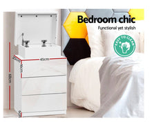 Load image into Gallery viewer, Artiss Bedside Tables Side Table 3 Drawers RGB LED High Gloss Nightstand White