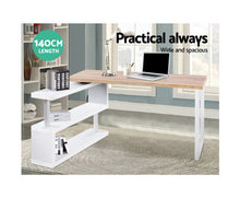 Load image into Gallery viewer, Rotary Corner Desk with Bookshelf - Brown & White