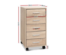 Load image into Gallery viewer, 5 Drawer Filing Cabinet Storage Drawers Wood Study Office School File Cupboard