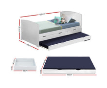 Load image into Gallery viewer, Danica Single Wooden Trundle Bed Frame Timber Kids Adults