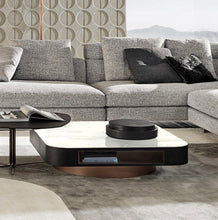 Load image into Gallery viewer, Exedra White Square Coffee Table with Storage Modern Accent Table Stone Top Style