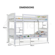 Load image into Gallery viewer, KINGSTON SLUMBER Bunk Bed Frame Modular Single White Wood Kids Double Deck Twin
