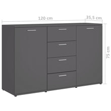 Load image into Gallery viewer, Monty Sideboard High Gloss Grey Chipboard