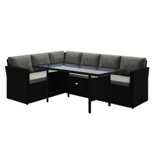 Load image into Gallery viewer, Ballena 6 Seater Wicker Outdoor Sofa Dining Set - Dark Grey
