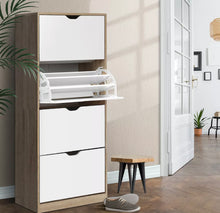 Load image into Gallery viewer, 48 Pairs 4 Level Simple Stylish Shoe Cabinet Rack Organizer Storage Shelf Wooden